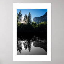 Poster Sunlit Trees Yosemite Reflection Photography