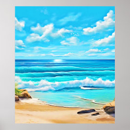 Poster Sunny Beach Waves Design