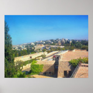 Poster Sunny Day Yemin Moshe View JerIsalem Israel Oil
