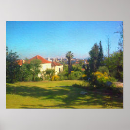 Poster Sunny Day Yemin Moshe View JerIsalem Israel Oil