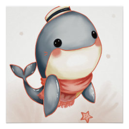 Póster Sunny Seas & Cozy Scarves – Whale Style