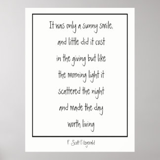 Poster Sunny Smile Inspirational Poem F. Scott Fitzgerald