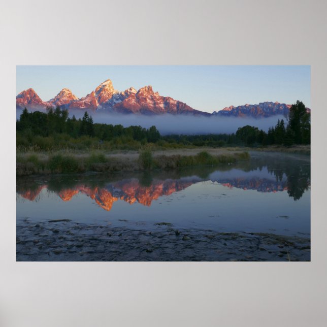Poster Sunrise em Schwabacker Landing em Grand Teton (Frente)