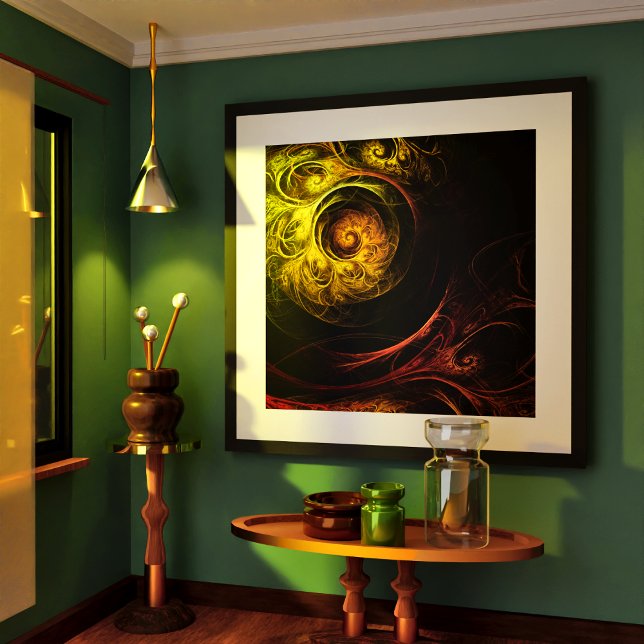 Poster Sunrise Floral Red Abstrato Art (Sunrise Floral Red Abstract Art Poster)