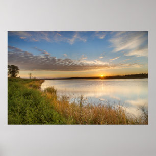 Póster Sunrise Over Wetlands At Arrowwood National