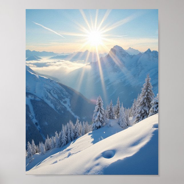 Poster Sunrise sobre as montanhas da América (Frente)