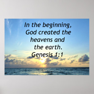 PÓSTER SUNRISIS SERENE GENESIS 1:1 SCRIPTURE FOTO