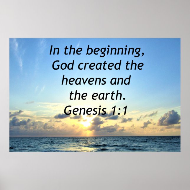 PÓSTER SUNRISIS SERENE GENESIS 1:1 SCRIPTURE FOTO (Frente)
