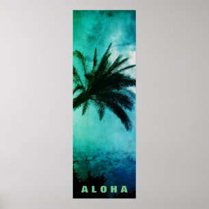 Poster Sunset Aloha Hawaii Palm Trepics Viagem