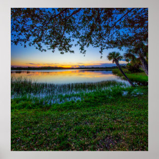 Poster Sunset at Lake Zobel, George LeStrange Preserve