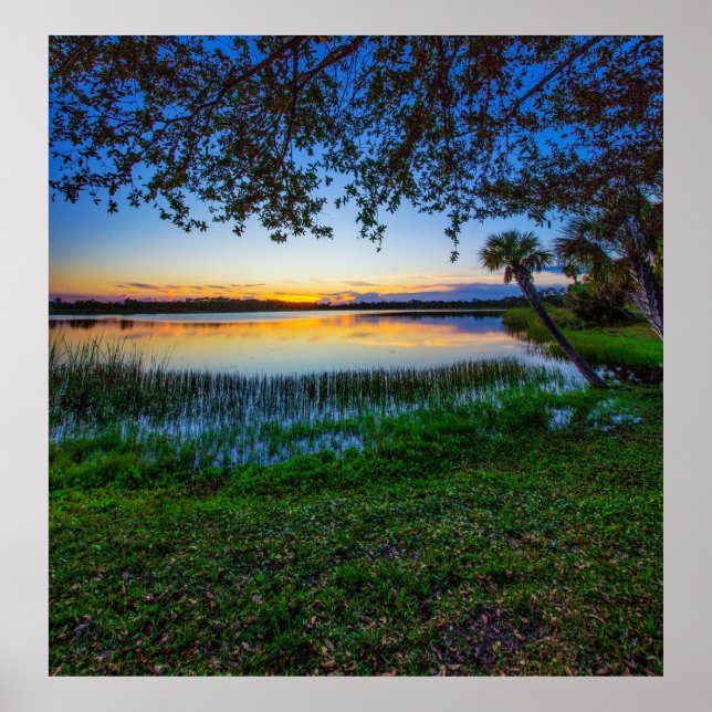 Poster Sunset at Lake Zobel, George LeStrange Preserve (Frente)