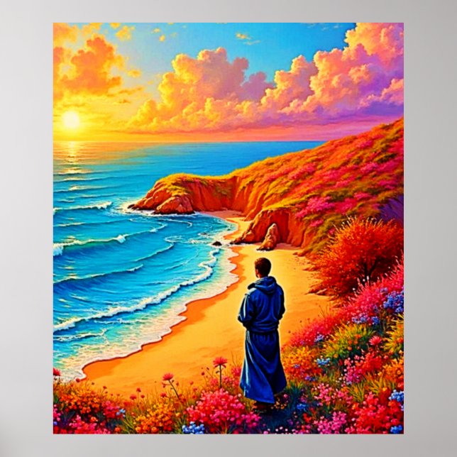 Poster Sunset Beach Solitude Serenity Design (Frente)