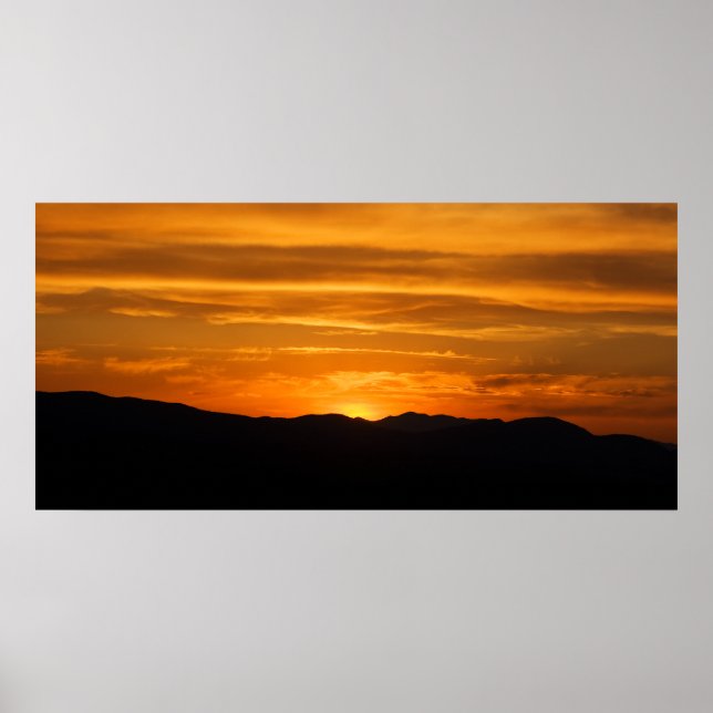 Poster Sunset da Montanha ouro (Frente)