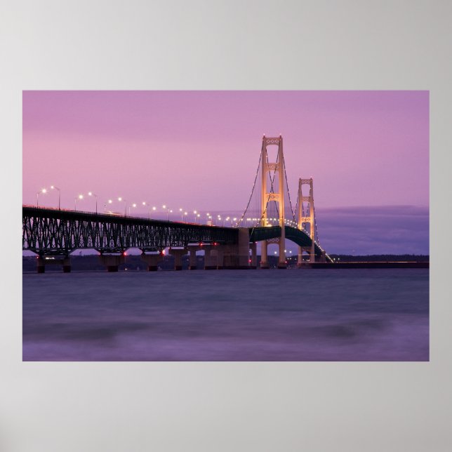 Póster Sunset da ponte Mackinac (Frente)