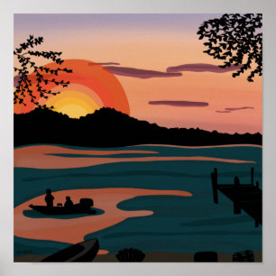 Poster Sunset de 10 milhas lago
