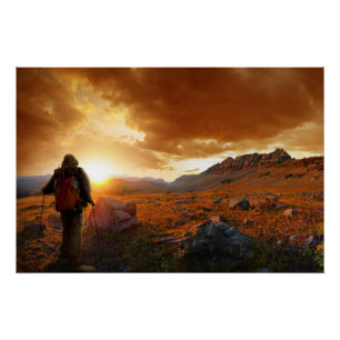 Póster Sunset de 50 Montanhas - Parque Nacional Glacier