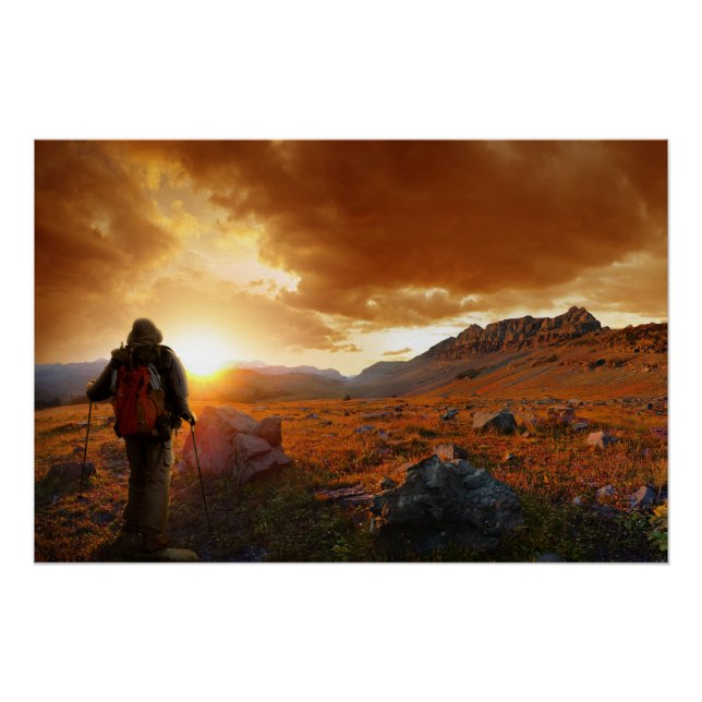 Póster Sunset de 50 Montanhas - Parque Nacional Glacier (Frente)