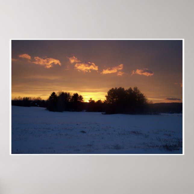 Poster Sunset de Campo de inverno (Frente)