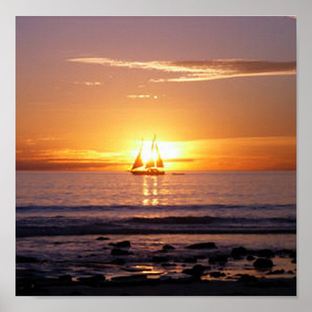 Póster Sunset de praia a cabo (Frente)