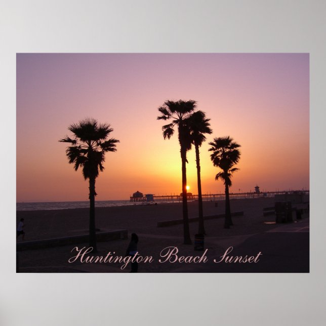 Póster Sunset de praia em Huntington (Frente)