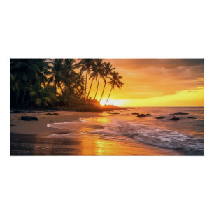 Póster Sunset de praia tropical