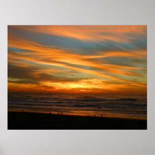 Poster Sunset De Verão Com Lindas Nuvens Laranja