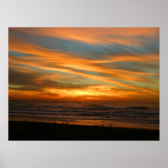 Poster Sunset De Verão Com Lindas Nuvens Laranja (Frente)