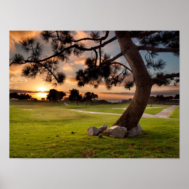 Poster Sunset do Curso de Golfe (Frente)