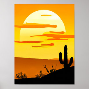 Poster Sunset do Deserto Sudoeste com Cactus