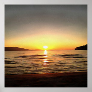 Poster Sunset do outono artístico no Egeu