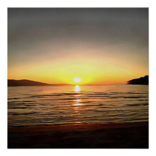Póster Sunset do outono artístico no Egeu