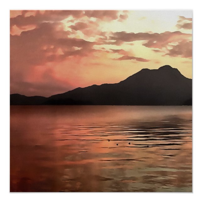 Póster Sunset Dramático Na Arte Da Paisagem De Koycegiz (Frente)