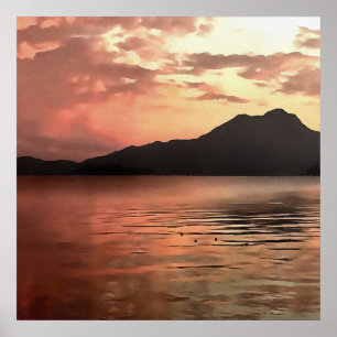 Póster Sunset Dramático Na Arte Da Paisagem De Koycegiz