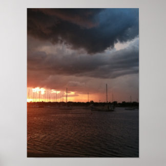 Poster Sunset e Boats no Imagem da Água