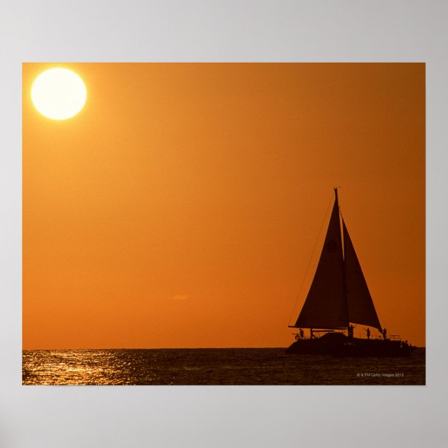 Póster Sunset e Yacht (Frente)