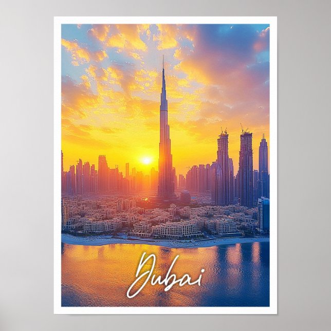 Poster Sunset em Dubai EAU Emirados Árabes Unidos (Frente)