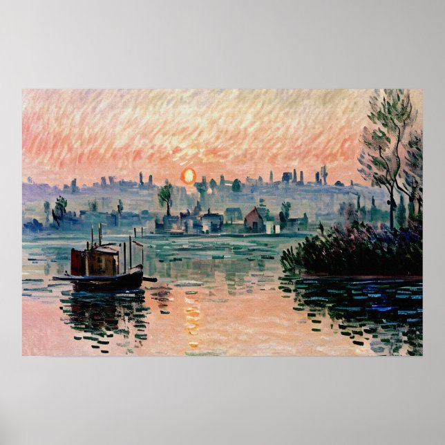 Poster Sunset em Lavacourt (1) Um Brilho Tranquilo à Noit (Frente)