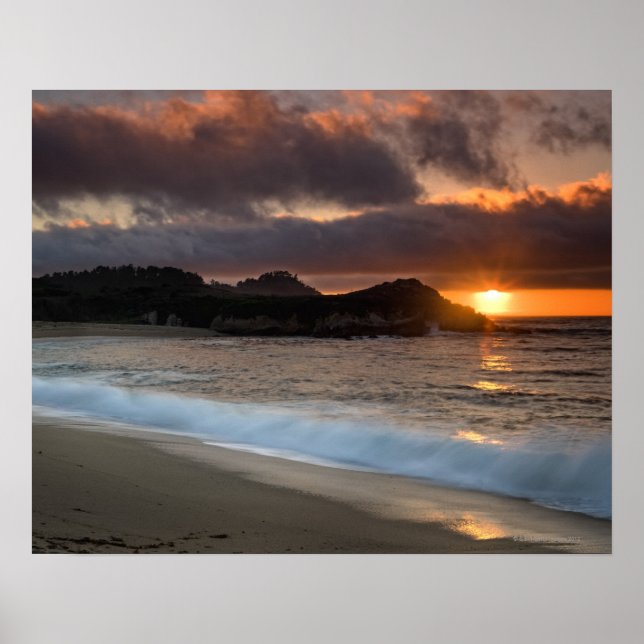 Póster Sunset em Monastery Beach, Carmel, Califórnia, (Frente)