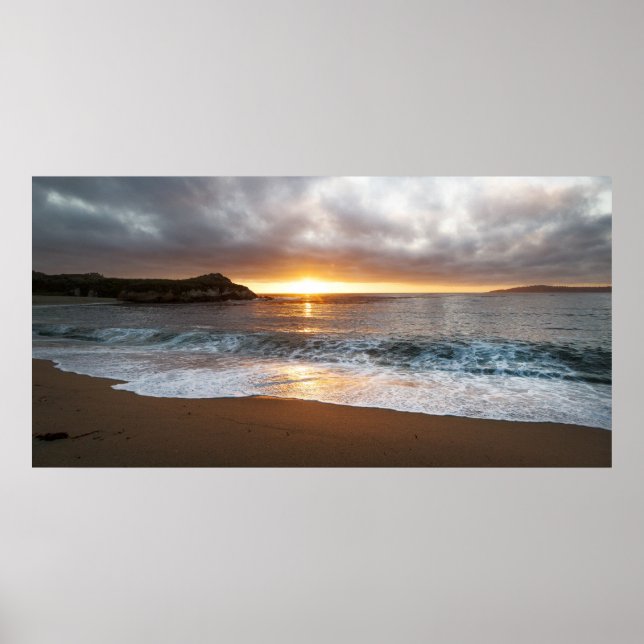 Póster Sunset em Monterey, Costa do Pacífico da Califórni (Frente)