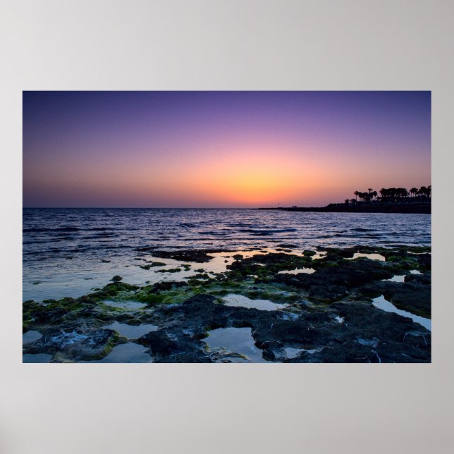 Poster Sunset em Paphos, Chipre (2547) (Frente)