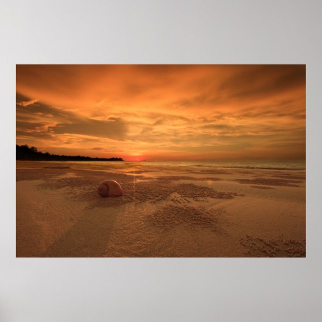 Poster Sunset Em Uma Praia Tailandesa (Frente)