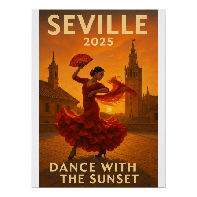 Póster Sunset Flamenco em Sevilha (Frente)