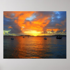 Poster Sunset, Frank Bay, Ruas. John, Ilhas Virgens Ameri