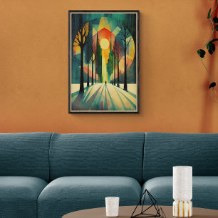 Poster Sunset Geométrico abstrato   Sombras Longas