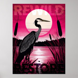 Poster Sunset Heron / Reselvagens & Restauração