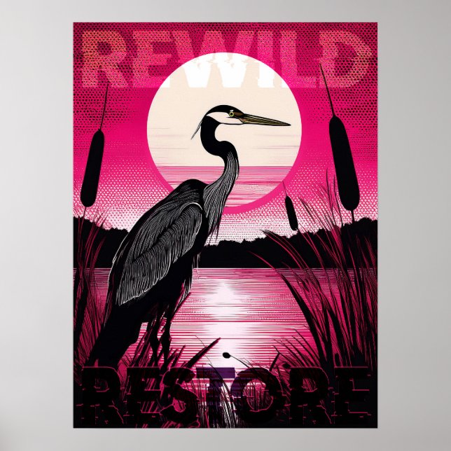Poster Sunset Heron / Reselvagens & Restauração (Frente)