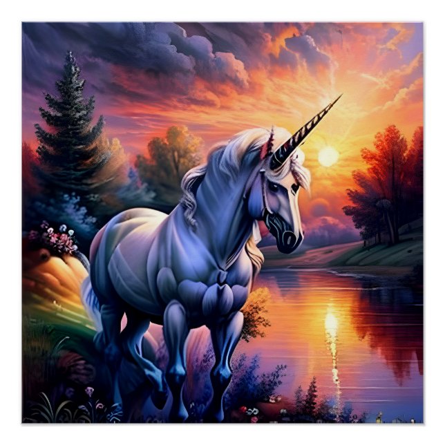 Póster Sunset Lake River Unicorn Seven (Frente)