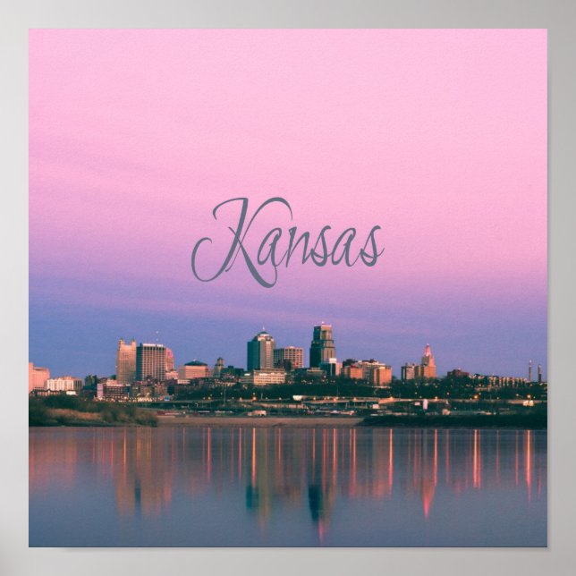 Poster Sunset Linha do Céu da Cidade do Kansas (Frente)
