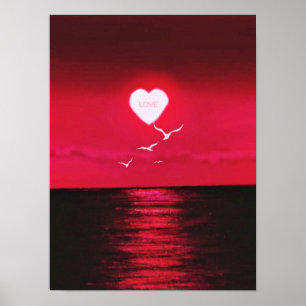 Poster Sunset Love - Romântico - Adicionar Seu Texto / N
