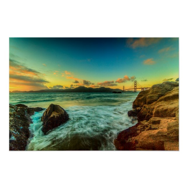 Póster Sunset na praia Baker (Frente)